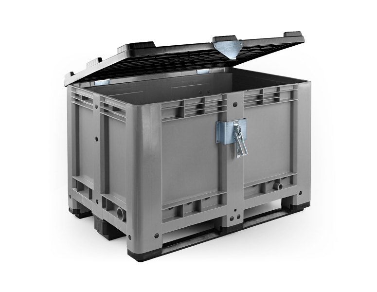 abschließbarer Scharnierdeckel schwarz für Palettenbox 1200x800 mm