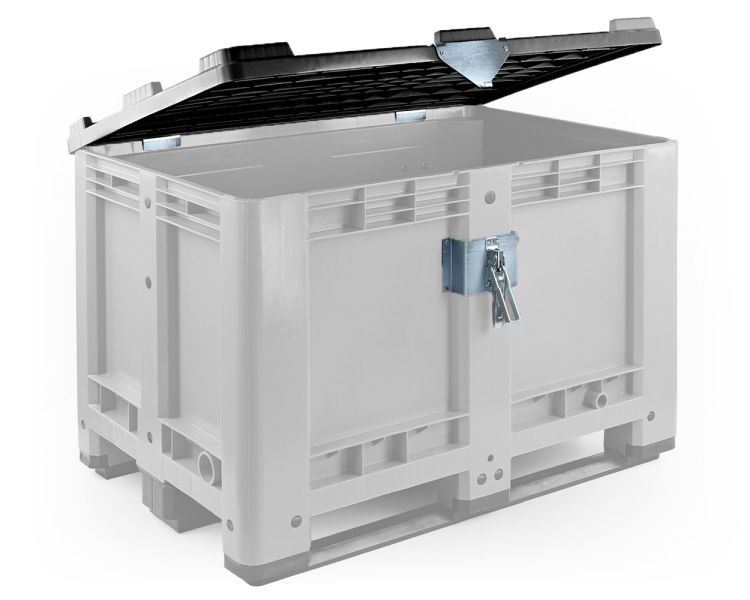 Abschließbarer Scharnierdeckel schwarz | für Palettenbox 1200x800 mm