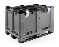 Abschließbarer Scharnierdeckel schwarz | für Palettenbox 1200x800 mm