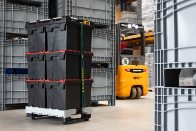 Palette PALLY, 800x600x196 mm, Räder Nylon