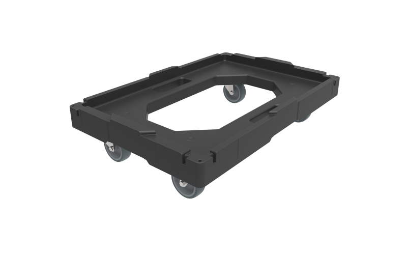 Transportroller DOLLY 64, mit Verbindungshaken, Auflast statisch 210 kg, schwarz