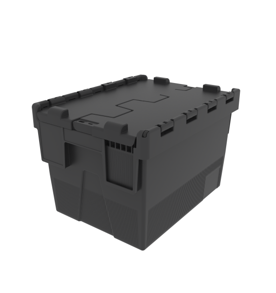 Mehrweg-Stapelbehälter, LxBxH 400x 300x264 mm, schwarz, Deckel schwarz