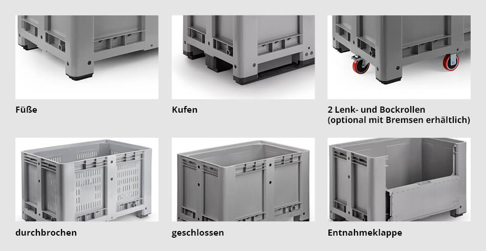 PAlettenboxen im Größenvergleich zu den anderen Palettenboxen 